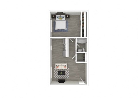 Floor plan for 1 bed, 1 bath, 695 sqft